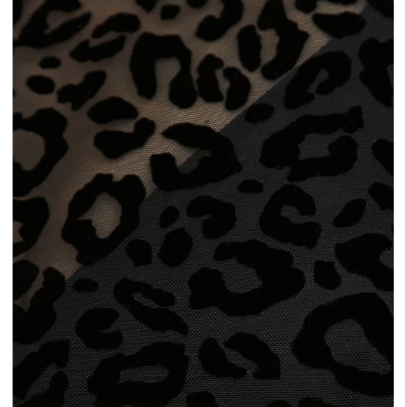 Torrid BLACK LEOPARD FLOCKED MESH LIGHTLY LINED WIRELESS HALTER BIKINI TOP - Picture 5 of 5